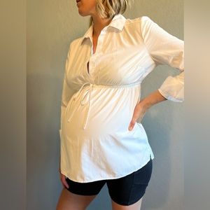 Motherhood Maternity White Long Sleeve Blouse